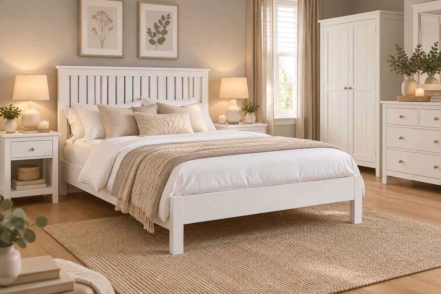MD Verona All White Double Bed