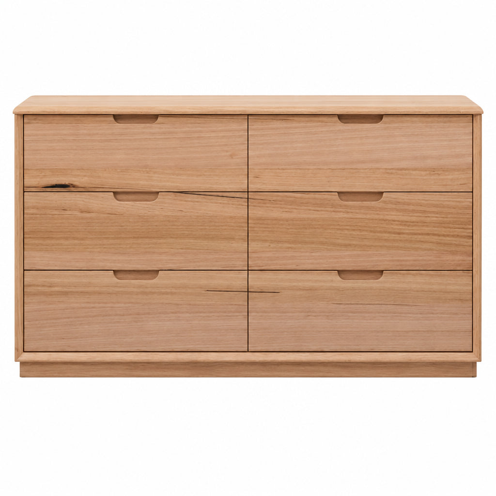 MD Deluxe Solid Timber 6 Drawer Low Chest of Drawers