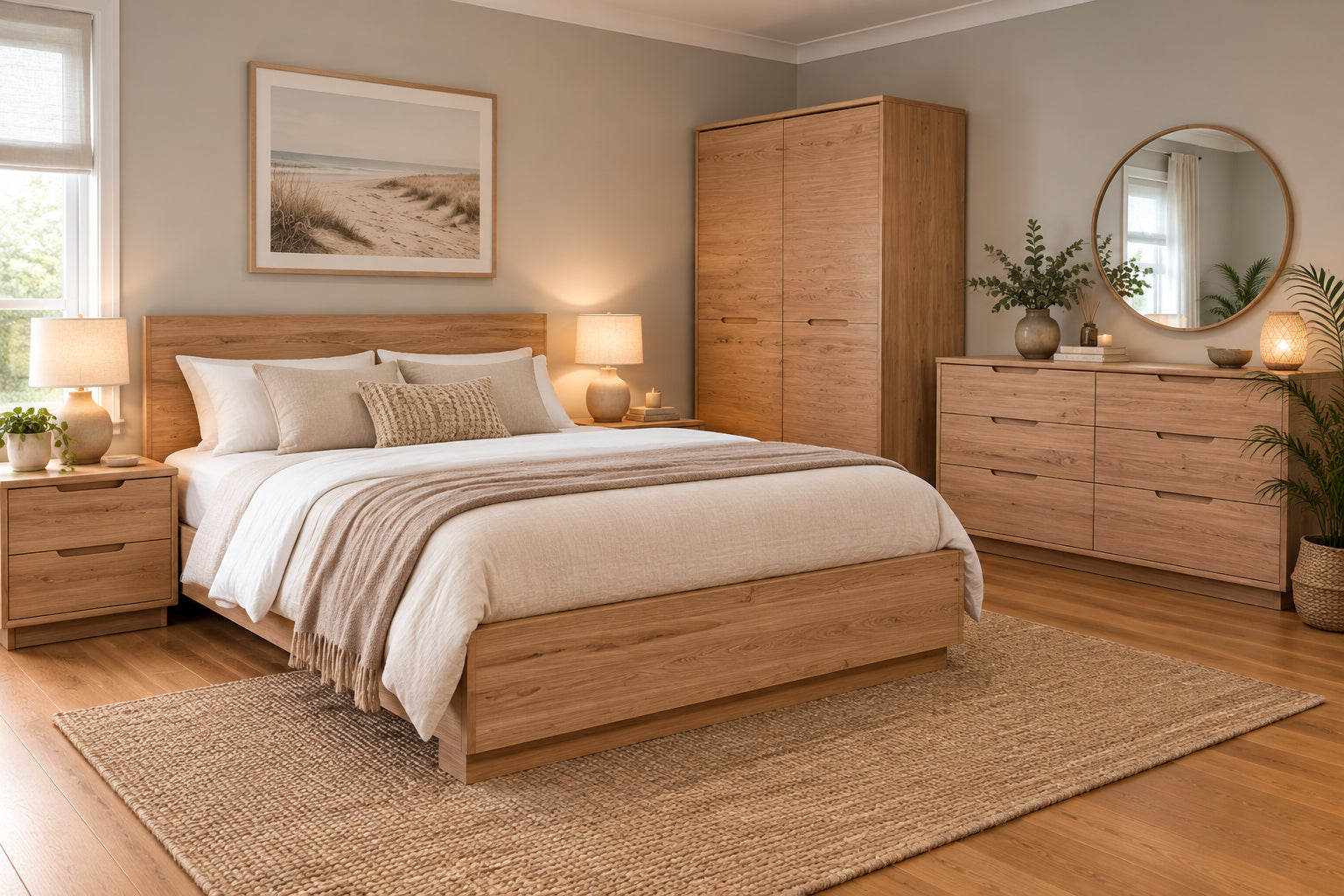 MD Deluxe Solid Timber 6 Drawer Low Chest of Drawers