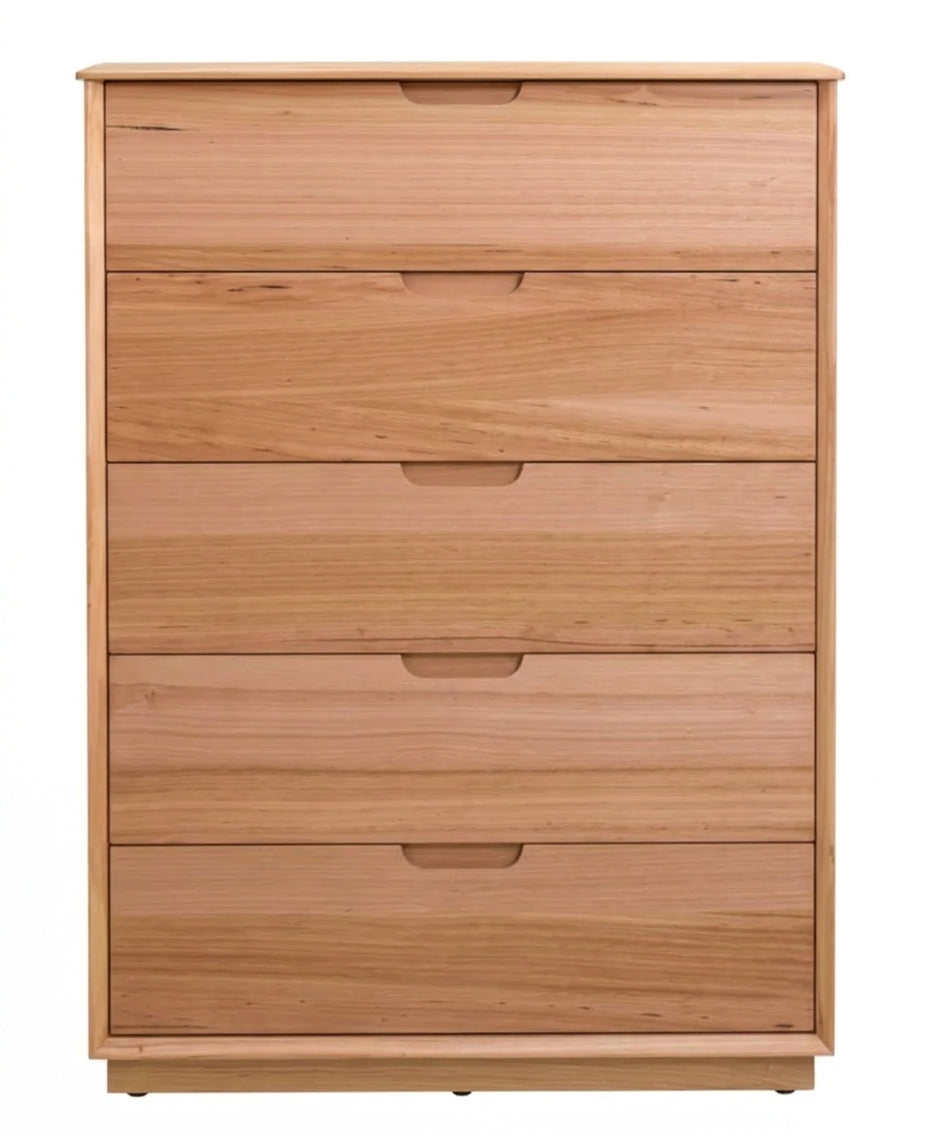 MD Deluxe Solid Timber 5 Drawer Tallboy