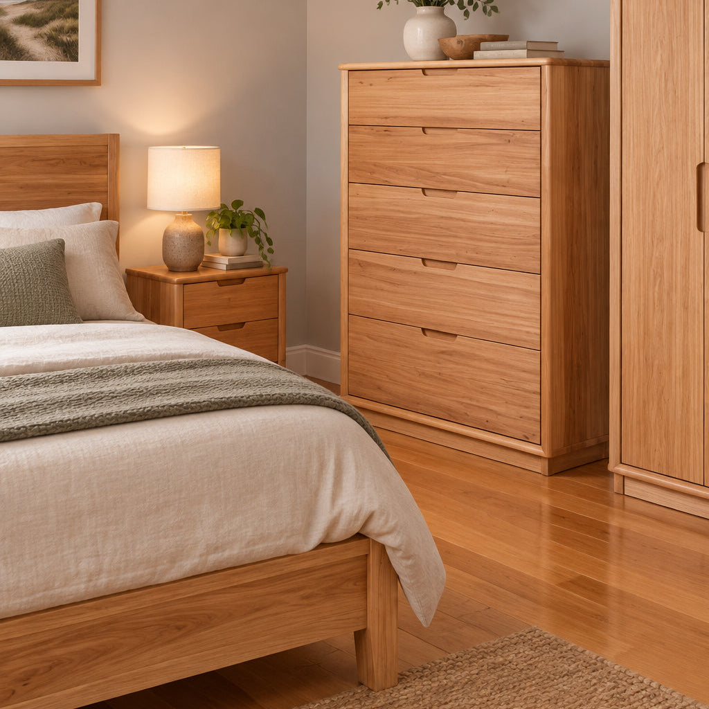 MD Deluxe Solid Timber 5 Drawer Tallboy