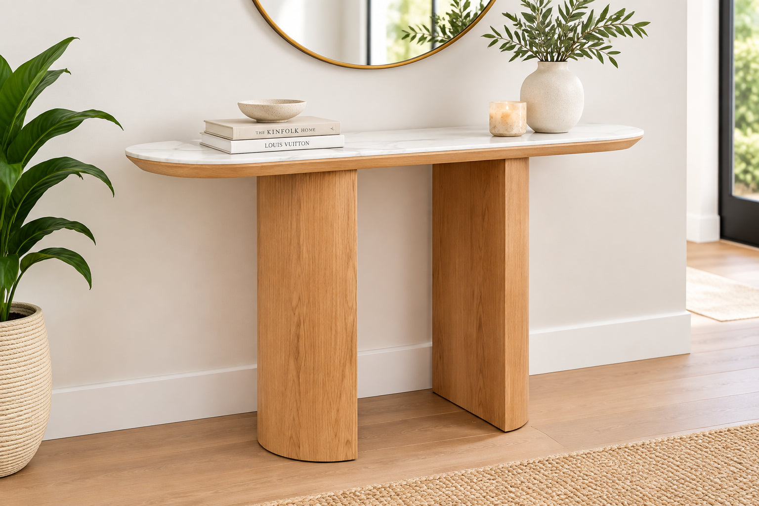 MD Calvin Solid Timber Base Ceramic Top Hall Table