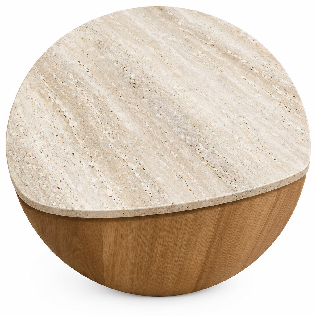 MD Elegant Solid Timber Base Natural Stone Top Hall Table
