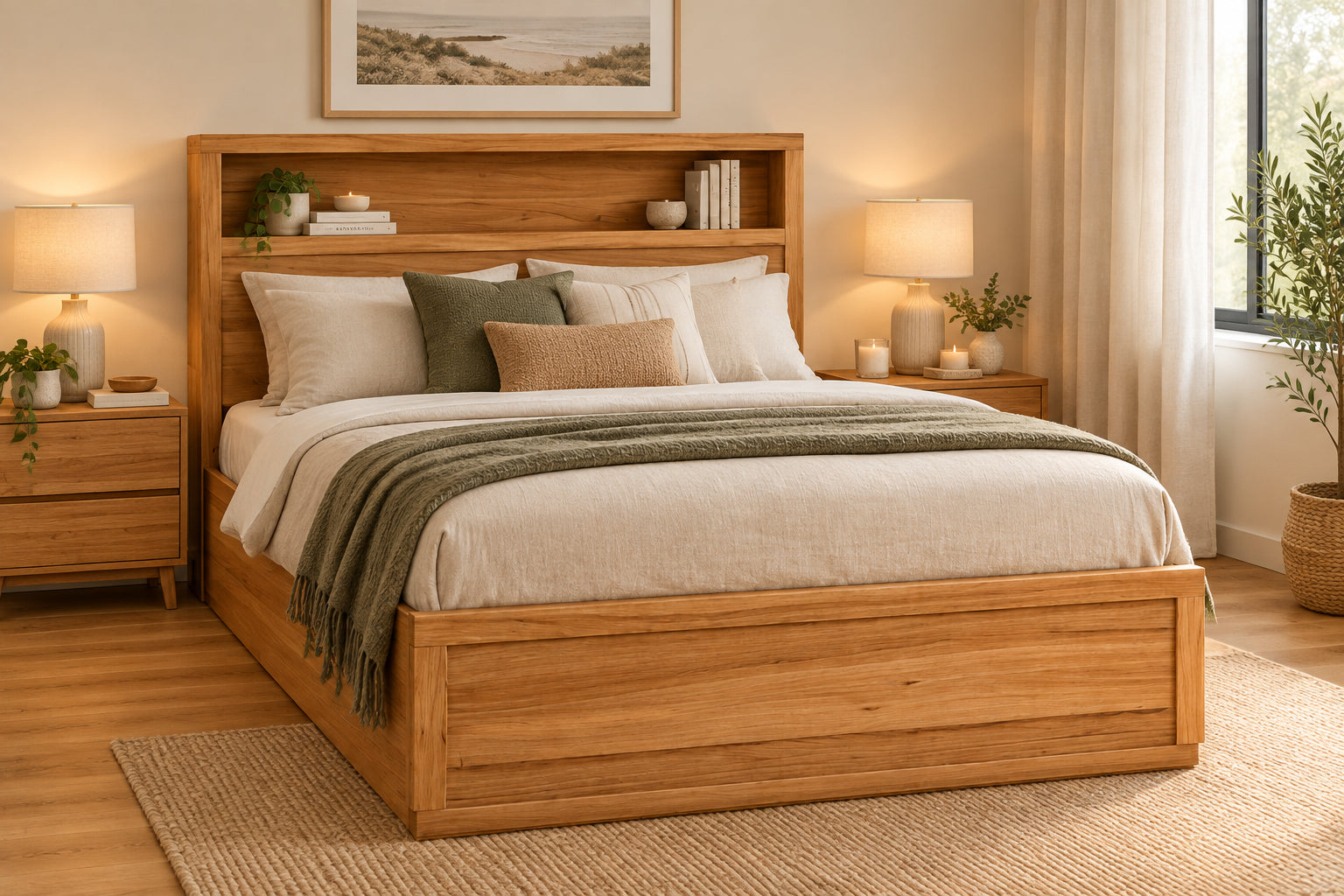 MD Moni Messmate Timber Gas Lift Storage Bed