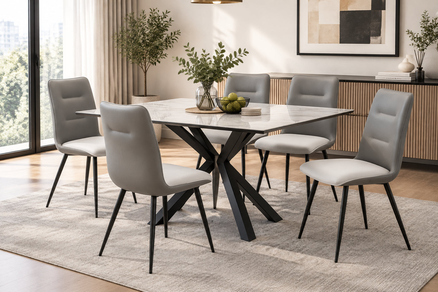 MD Norwest PU Upholstered Metal Leg Dining Chair