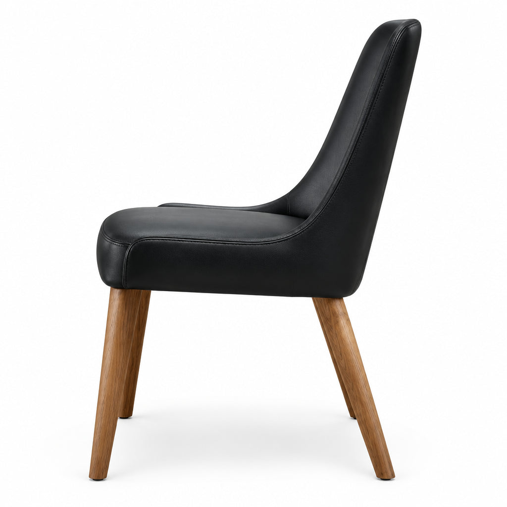 MD Picasa Timber Leg Genuine Leather Upholstered Dining Chair