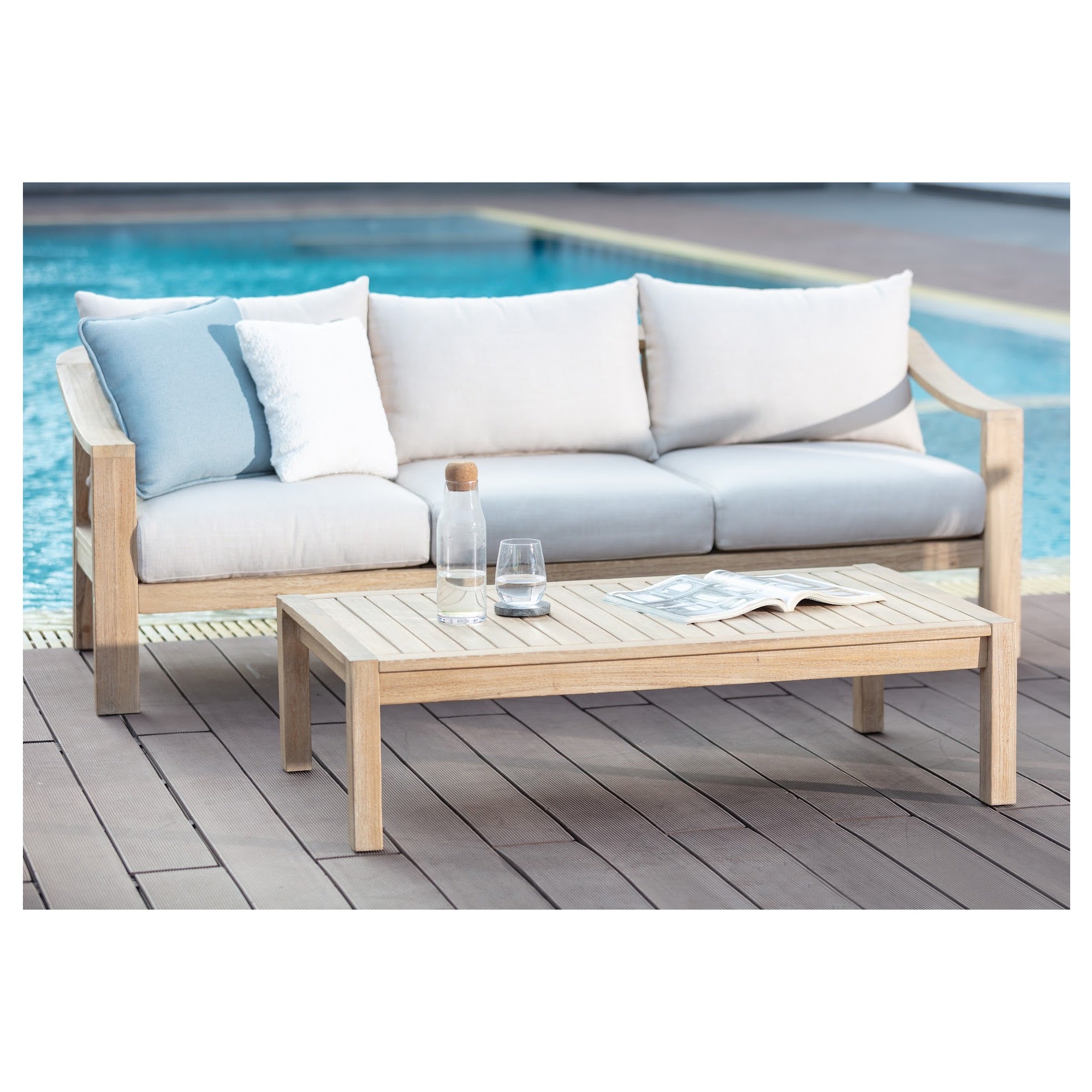 CR Sycamore Solid Timber 3 Seater Outdoor Lounge with Cushion