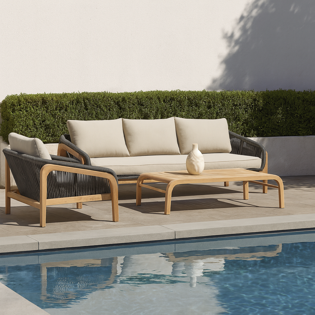CR Cameo Timber Frame 3 Seater Outdoor Lounge with Cushion