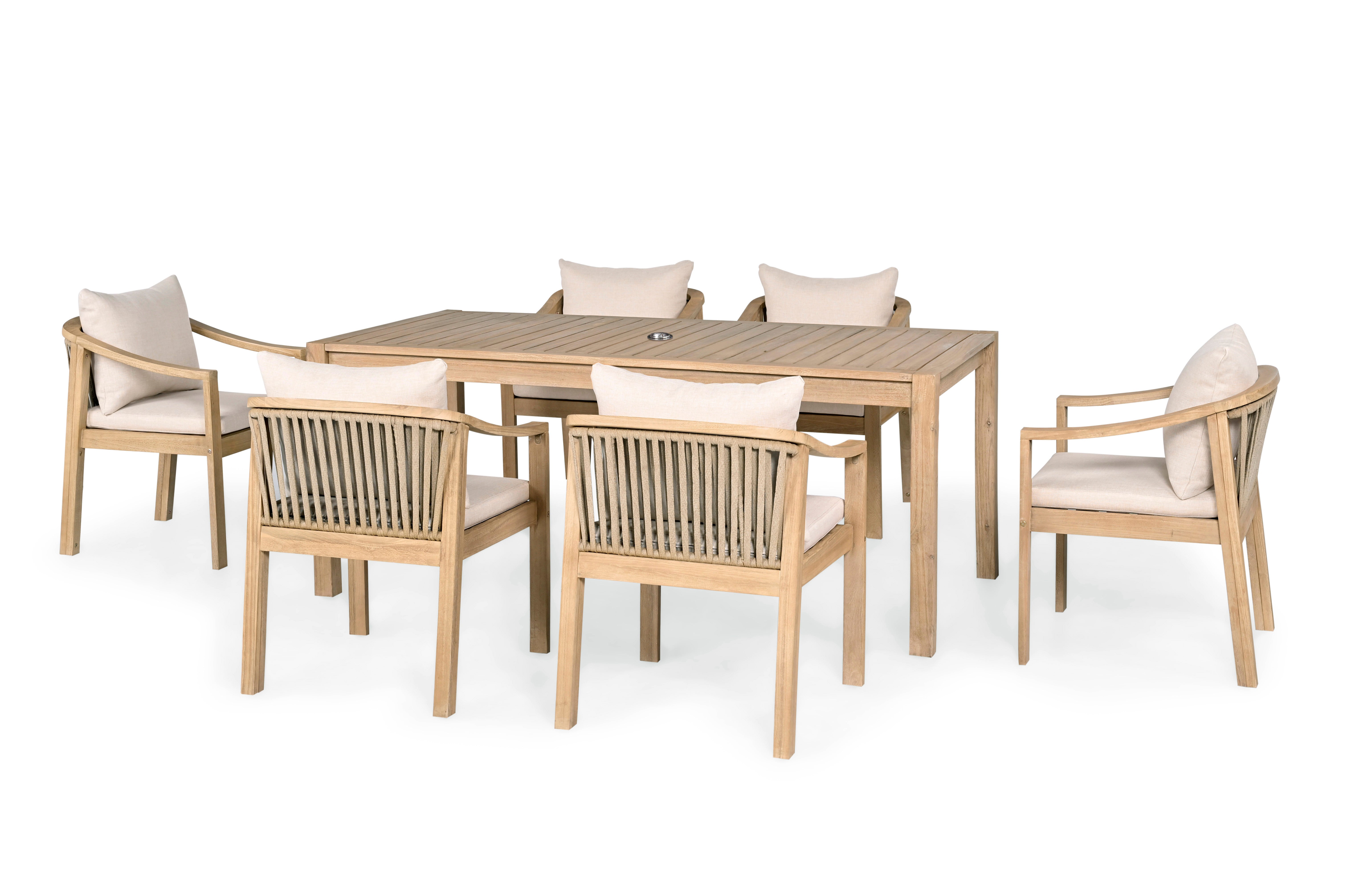 Cr Sycamore Solid Timber 7 Piece Outdoor Dining Setting