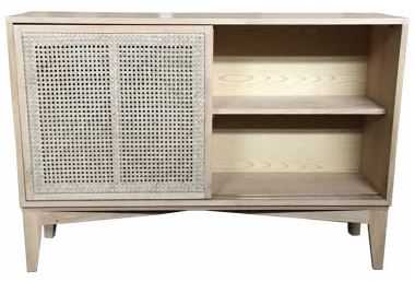 MF Bahamas Solid Oak Timber Rattan Sliding Door Cabinet