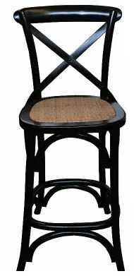 MF Cross-Back Oak Framed Rattan Seat Bar Stool