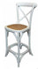 MF Cross-Back Oak Framed Rattan Seat Bar Stool
