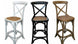 MF Cross-Back Oak Framed Rattan Seat Bar Stool