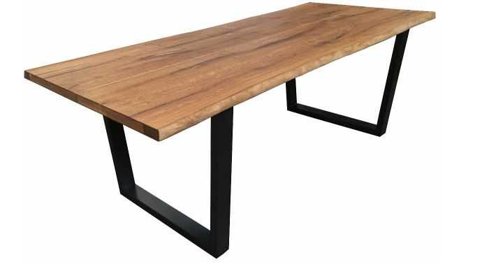 MF Danish Cabin Timber Top Metal Framed Dining Table
