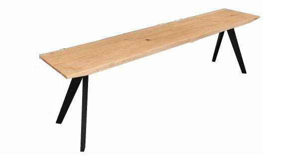 MF Danish Cross Timber Top Metal Framed Dining Bench