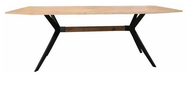 MF Danish Cross Timber Top Metal Framed Dining Table