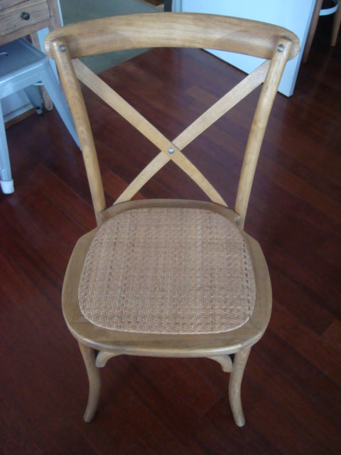 MF Crossback Rattan Frame & Seat Stackable Dining Chair