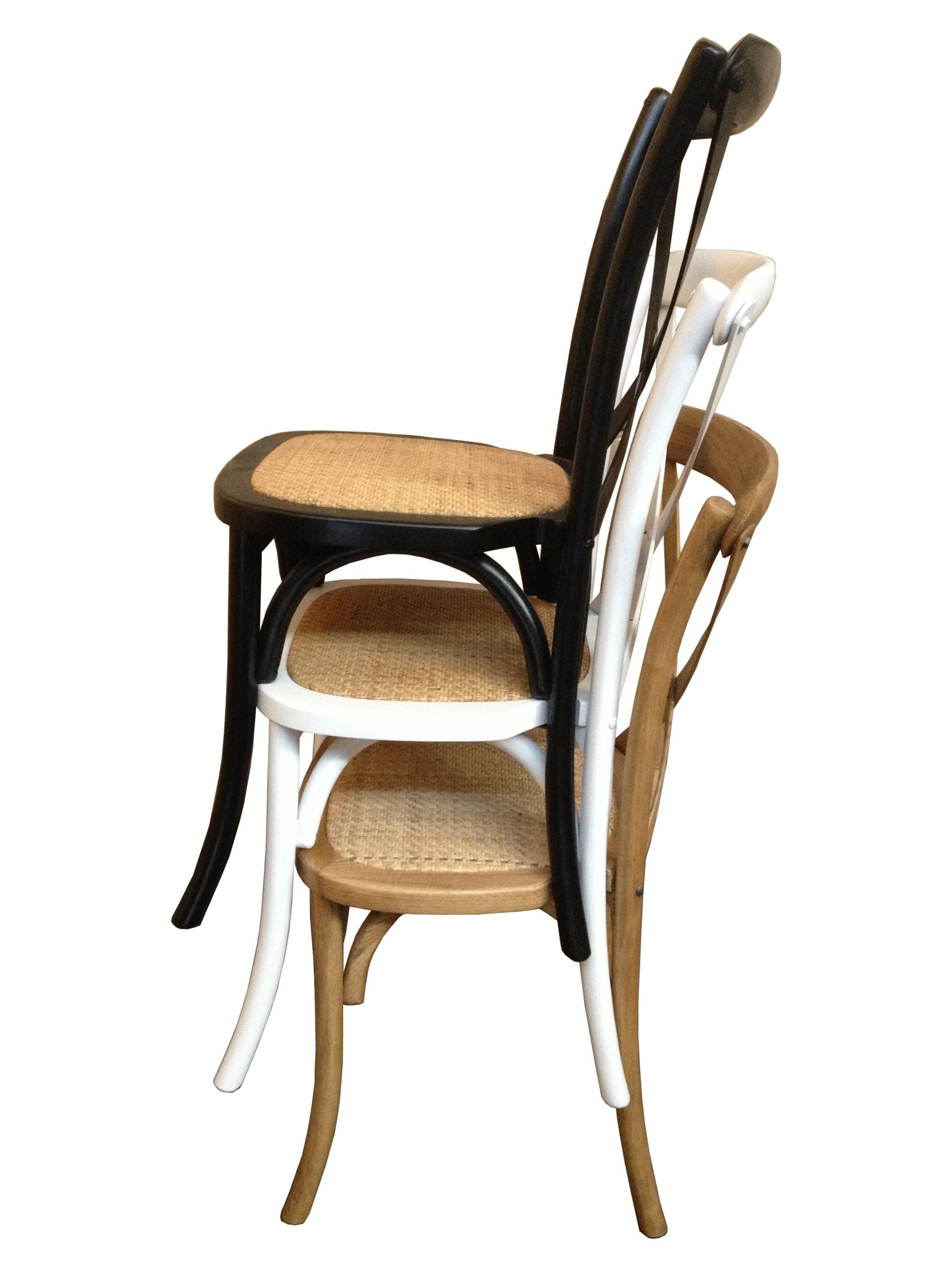 MF Crossback Rattan Frame & Seat Stackable Dining Chair