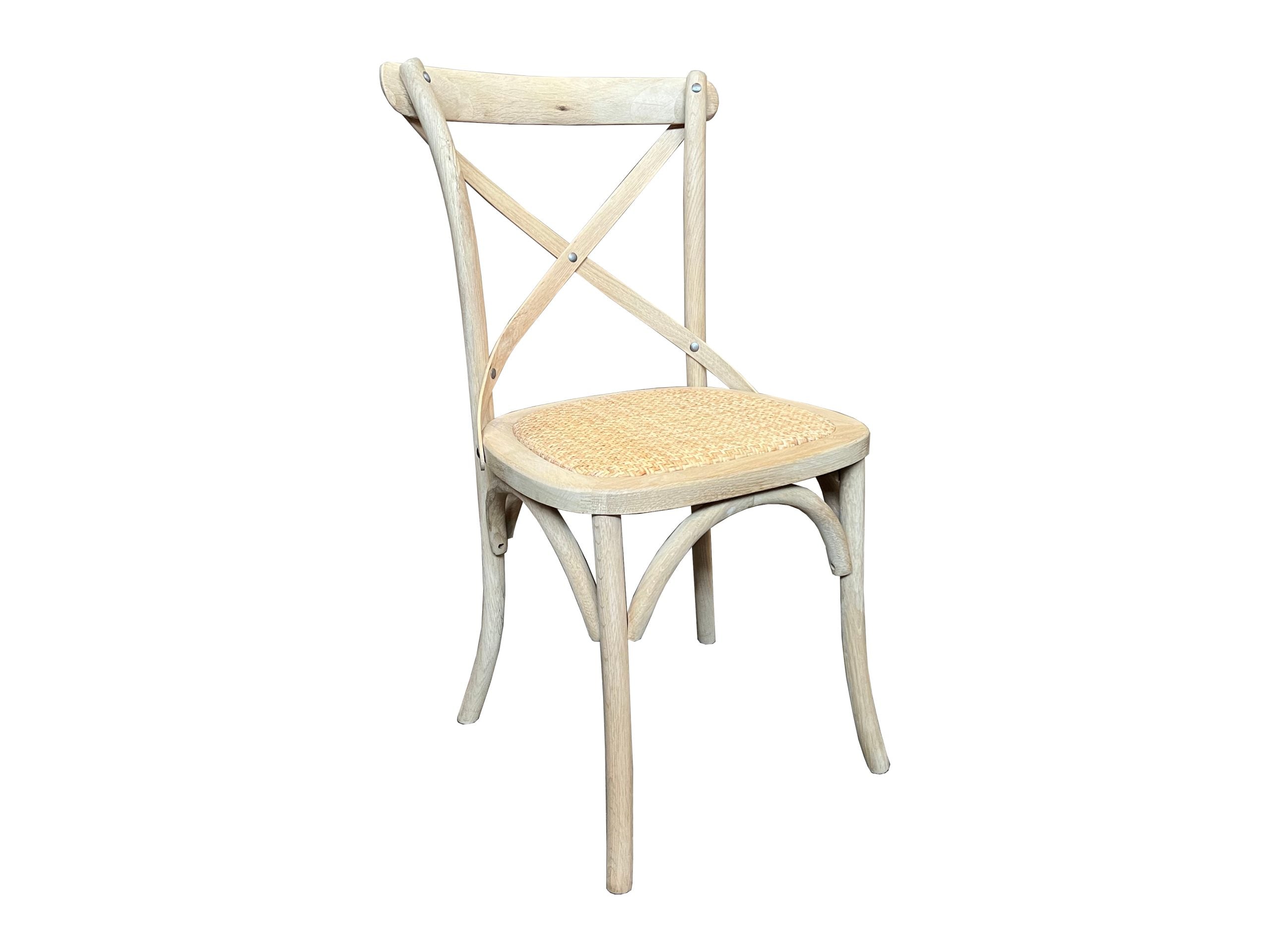 MF Bleach Raw Crossback Chair with Rattan Seat