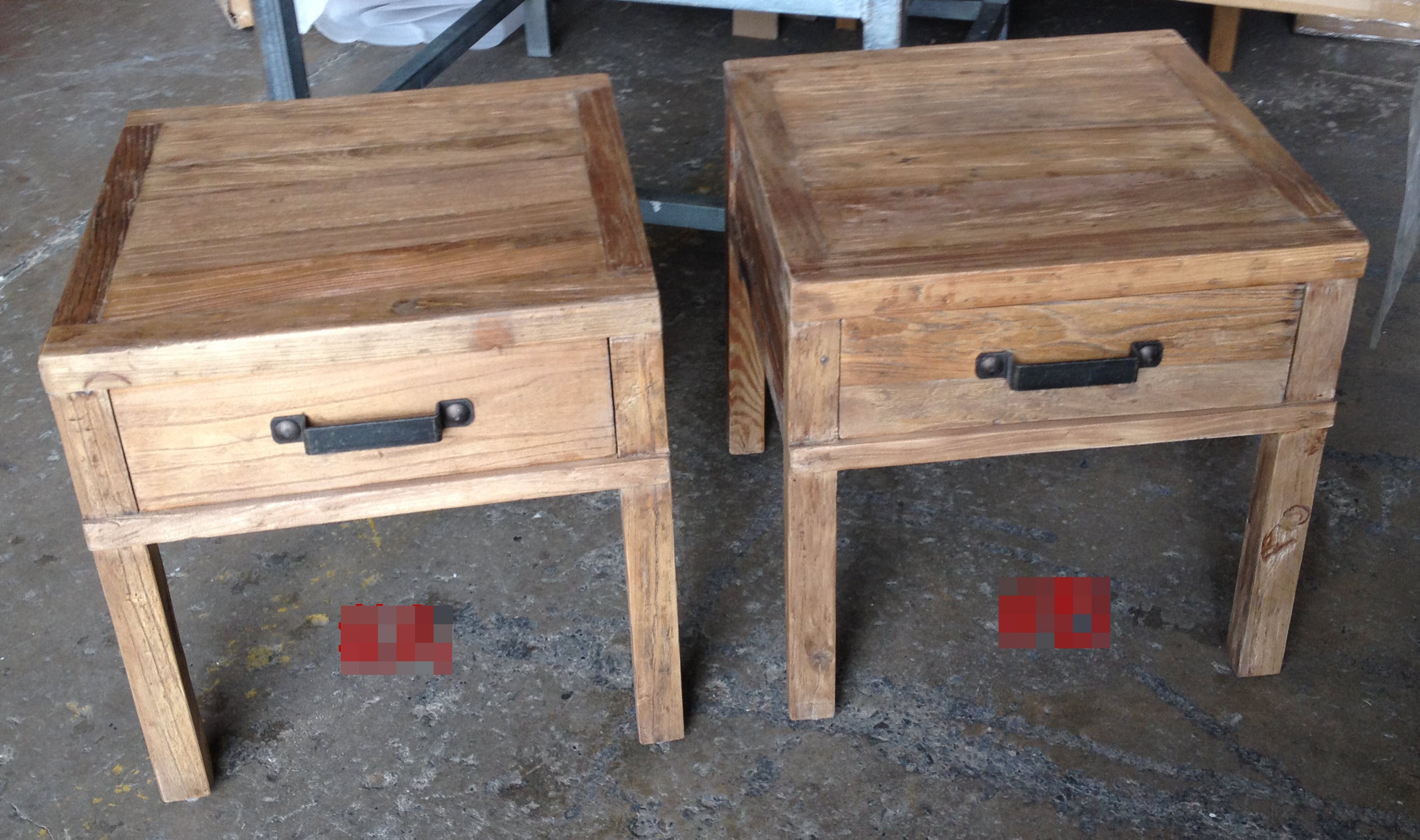 MF Recycled Elm 1 Drawer Lamp Table