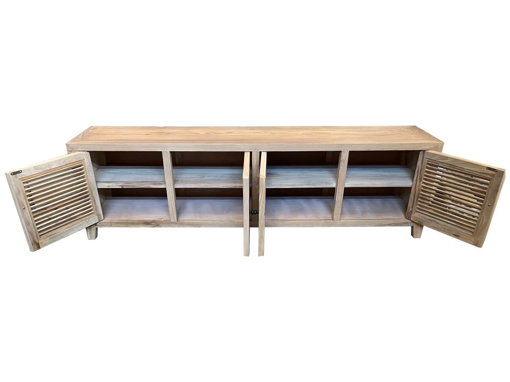 MF Recycled Elm Louvre 3 and 4 Doors Entertainment Unit
