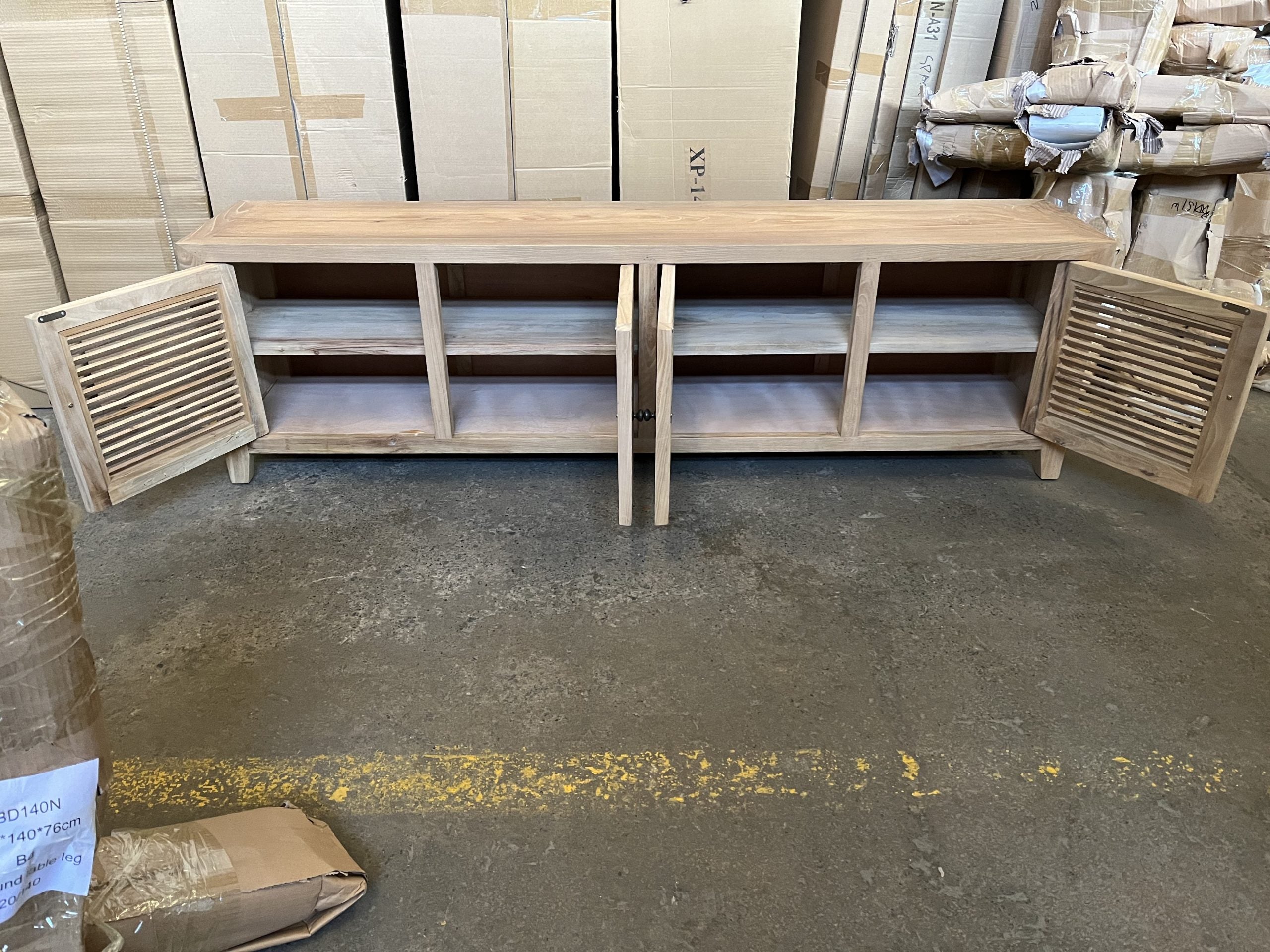 MF Recycled Elm Louvre 3 and 4 Doors Entertainment Unit