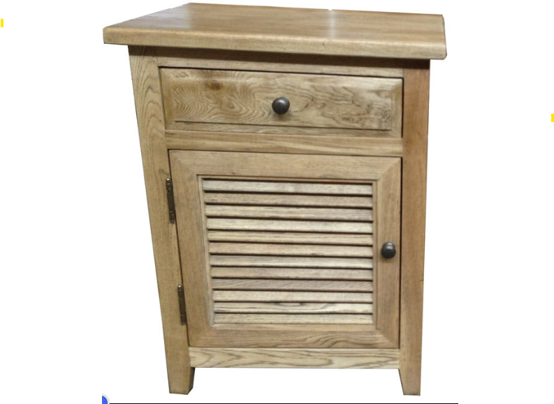 MF Recycled Elm Louvre Bedside Cabinet with 1 Drawer and Door