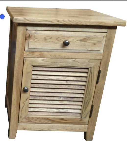 MF Recycled Elm Louvre Bedside Cabinet with 1 Drawer and Door