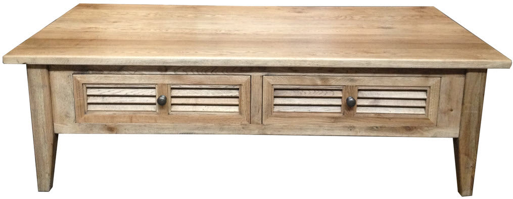 MF Oak Louvre 2 Drawer Coffee Table