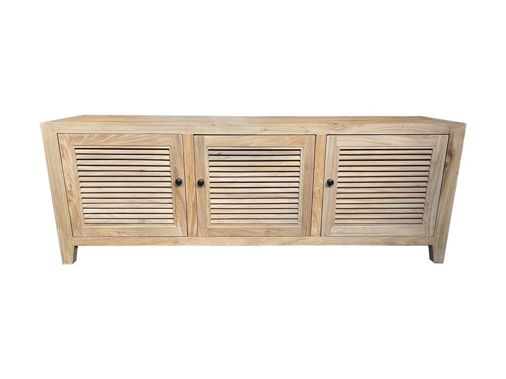 MF Recycled Elm Louvre 3 and 4 Doors Entertainment Unit