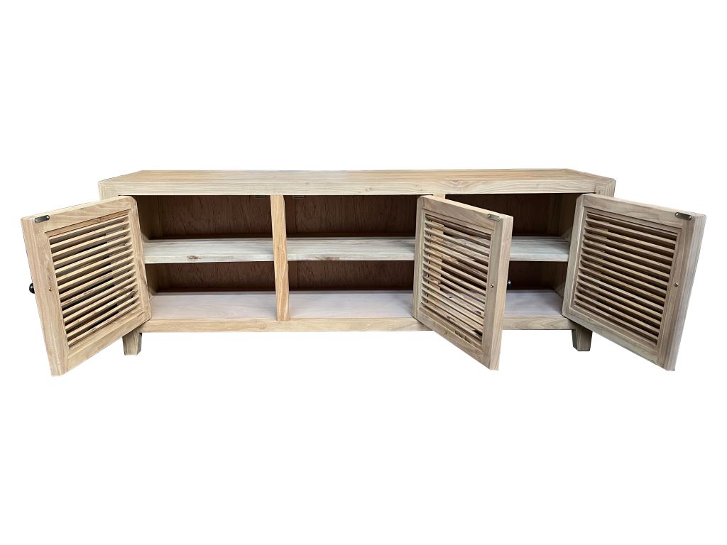 MF Recycled Elm Louvre 3 and 4 Doors Entertainment Unit
