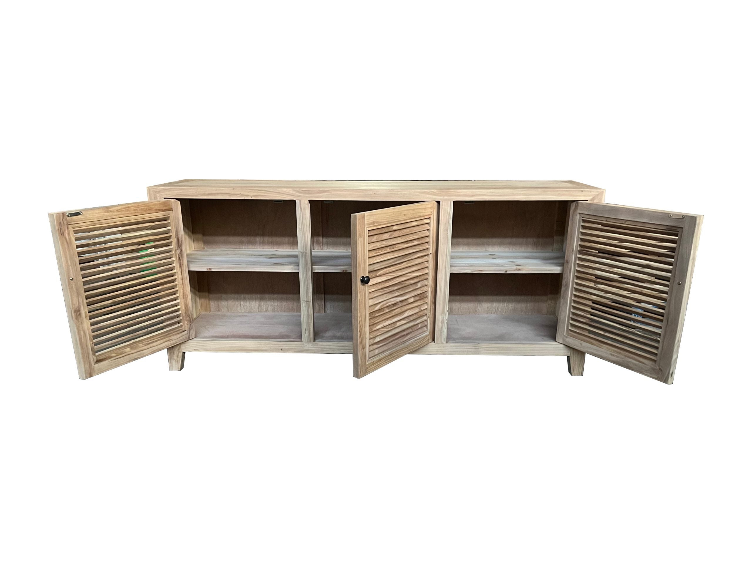 MF Tall Recycled Elm Louvre 3 Door Entertainmen Unit