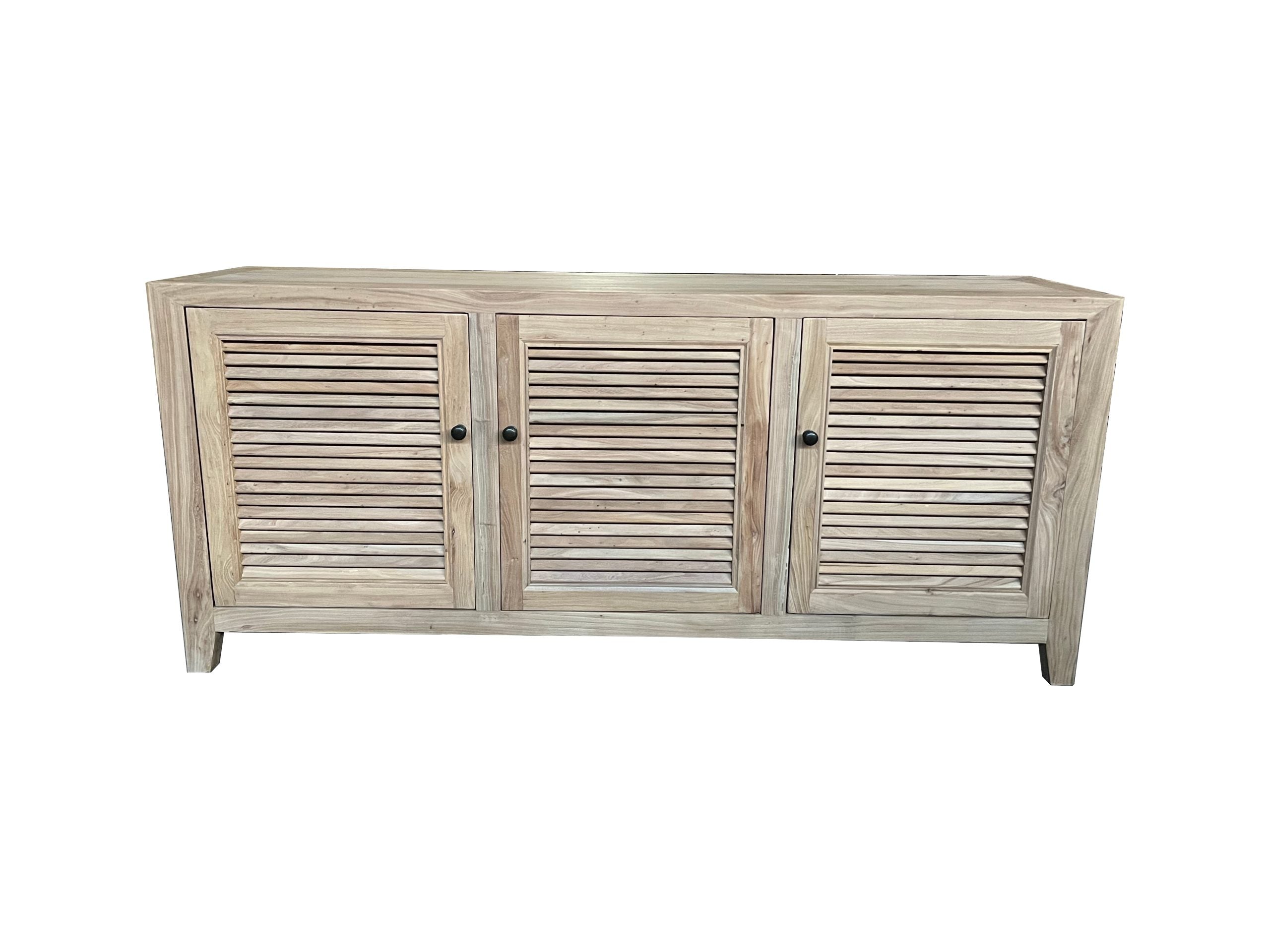 MF Tall Recycled Elm Louvre 3 Door Entertainmen Unit