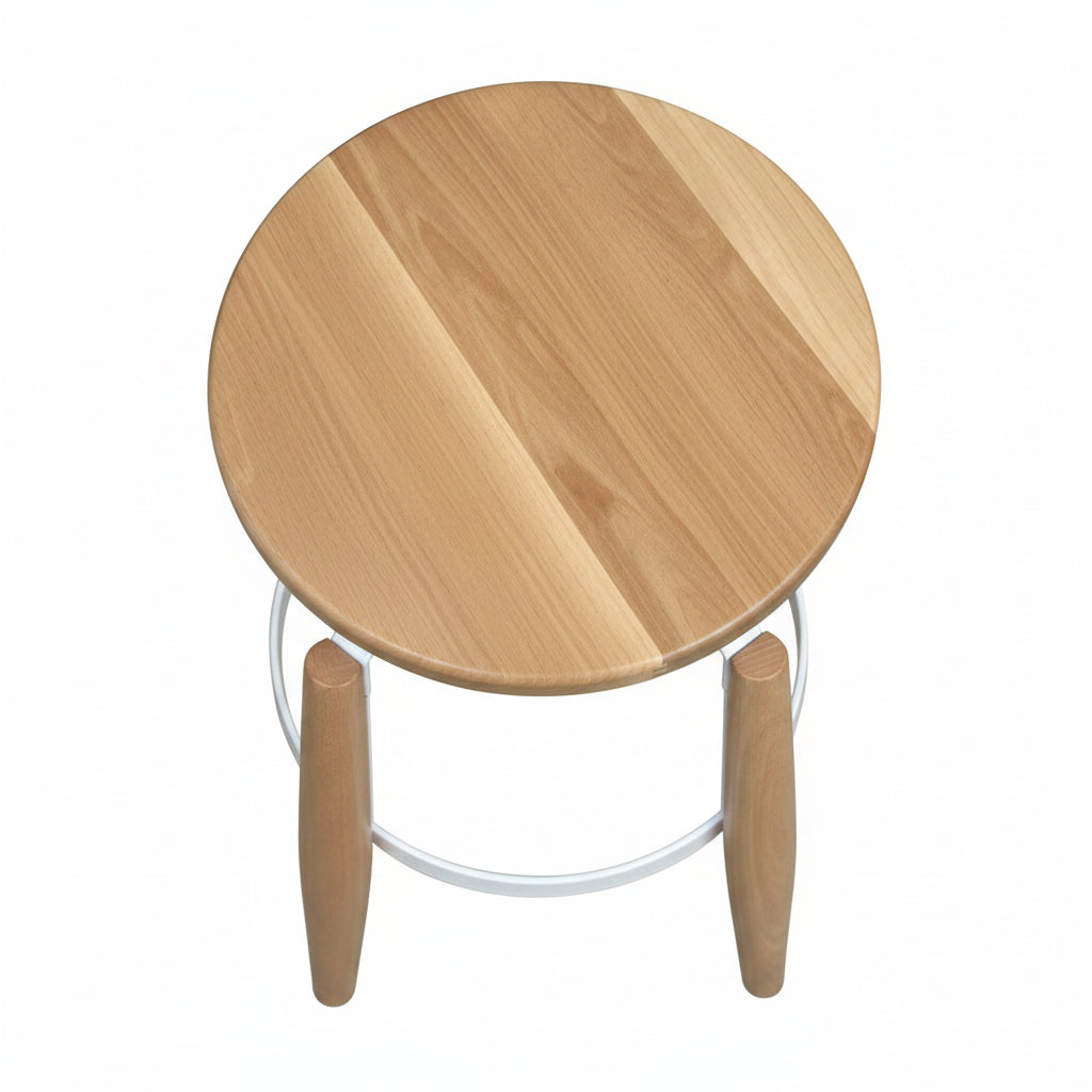 MF Draftsman Solid Timber with Metal Support Swivel Stool