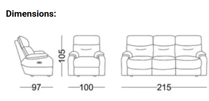 EL Mortini 3 Seater + 1 + 1 Single Seaters Fabric Recliner Lounge Set