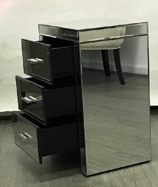 DA Modern Mirrored 3 Drawer Bedside Table