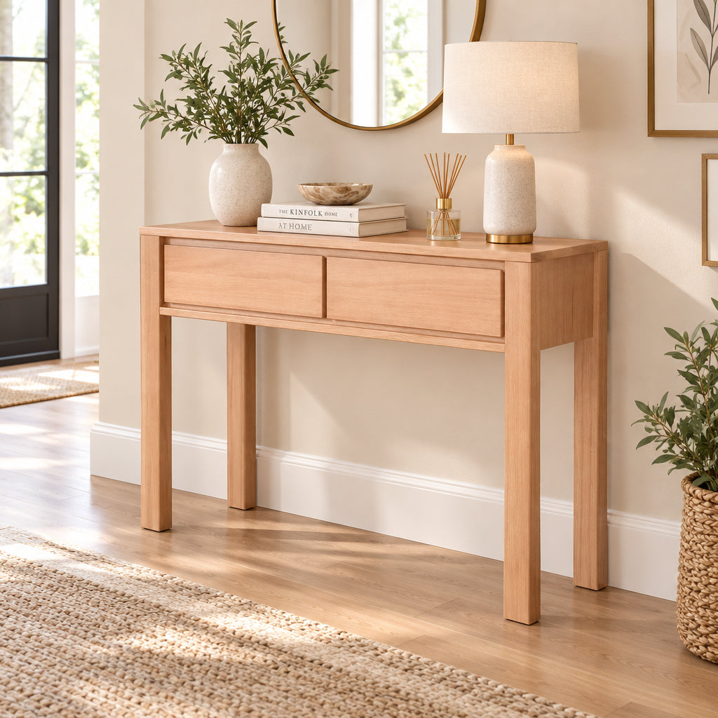 MD Moni Solid Timber 2 Drawer Console Table