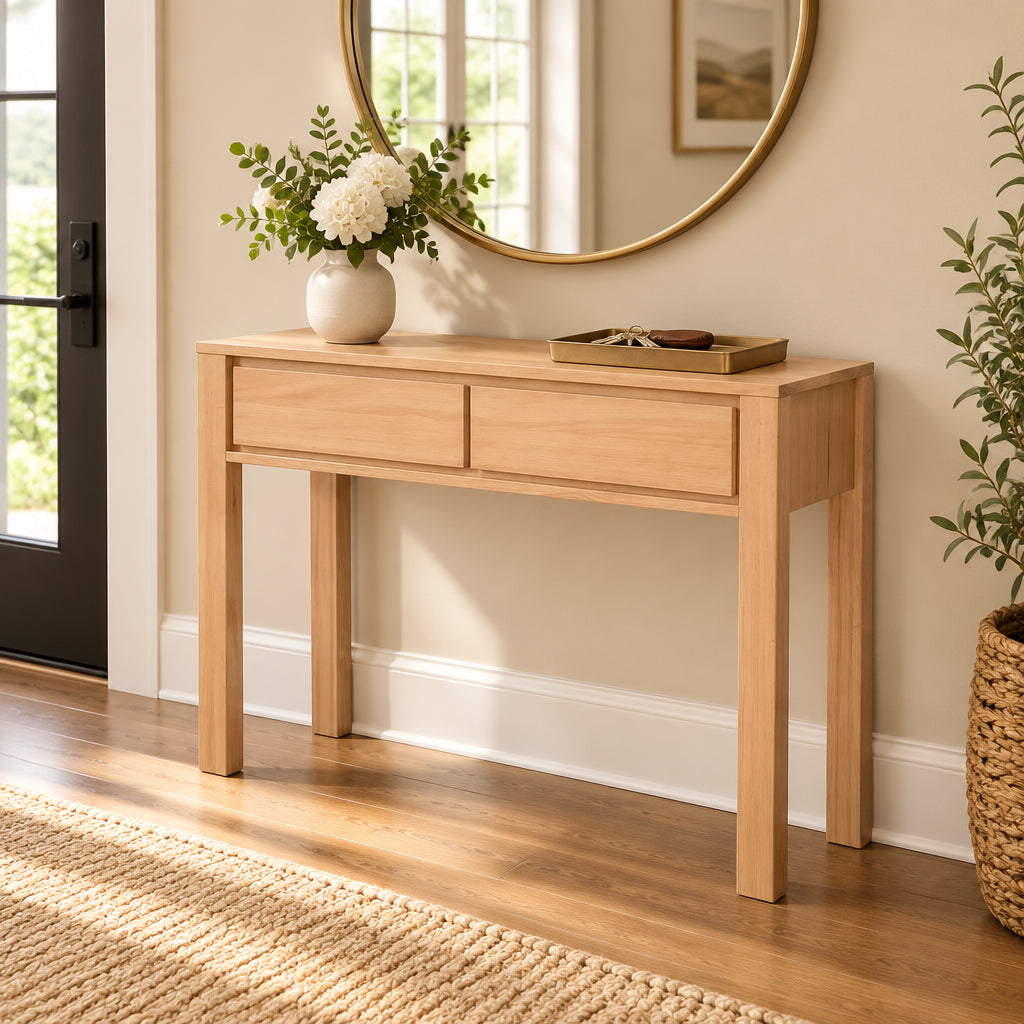 MD Moni Solid Timber 2 Drawer Console Table