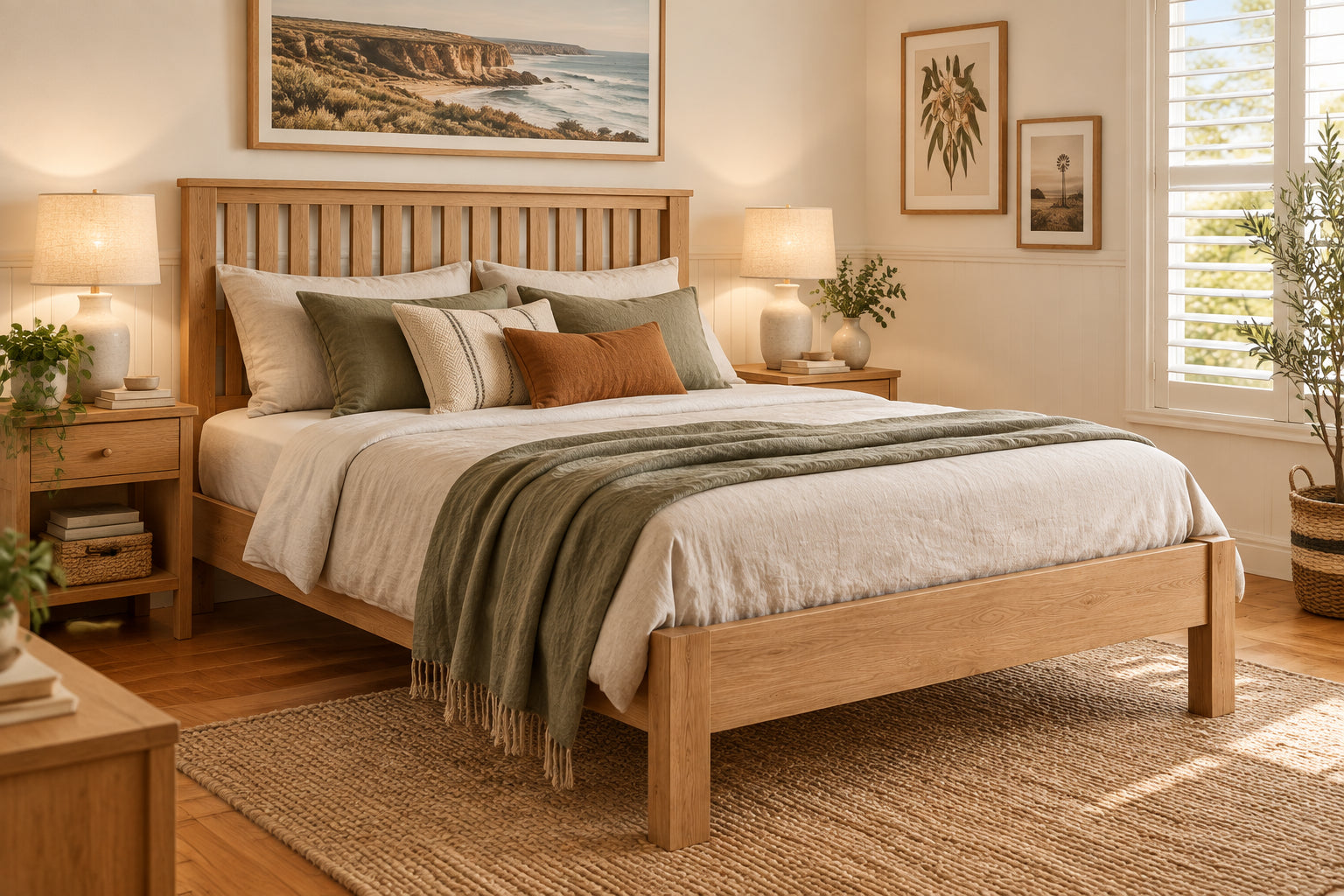 MD Moni Federation Solid Timber Bed in Natural Finish