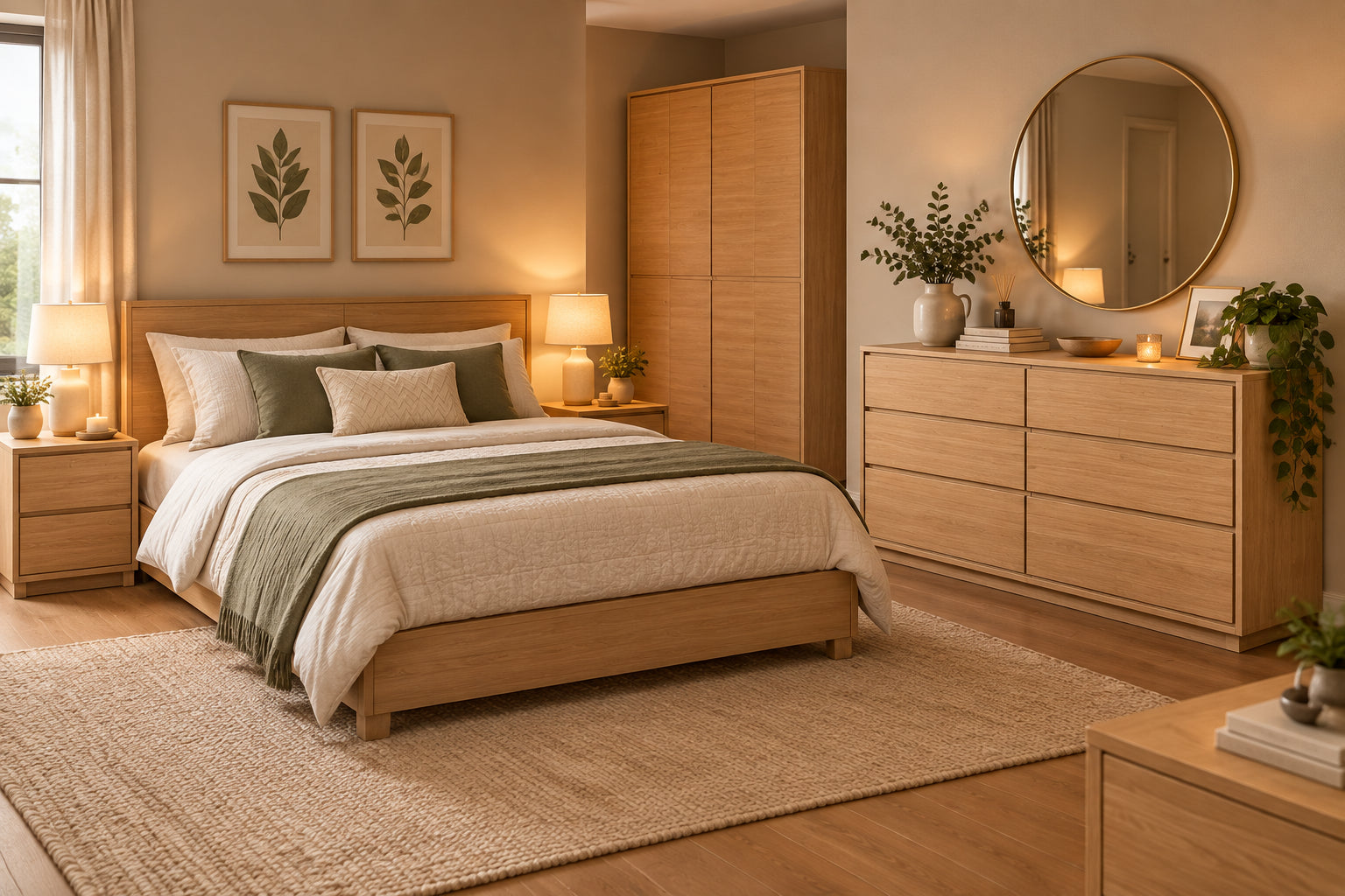 MD Moni Solid Timber Low Chest with 6 Drawers