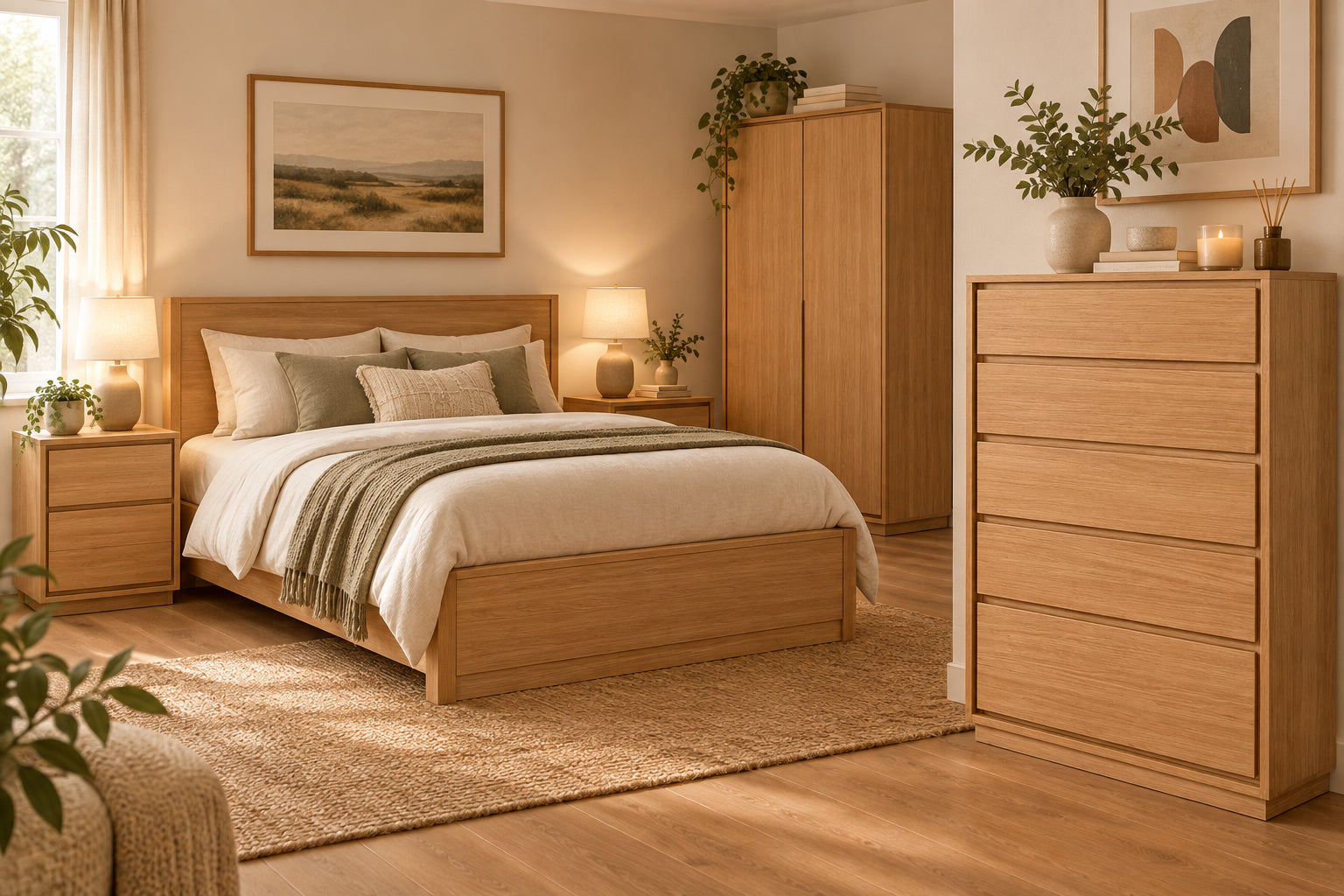 MD Moni Solid Timber Tallboy with 5 Drawers