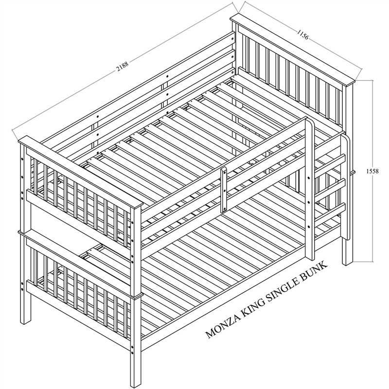 AI Monza Timber Bunk With Two Toned in King Single Size