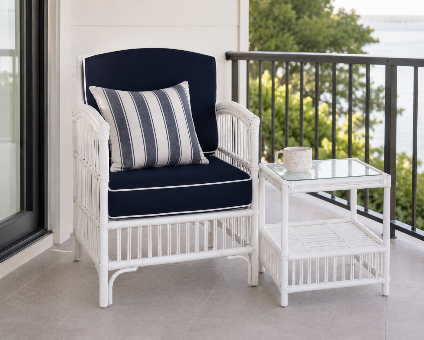 CR Americana Rattan with Glass Top Side Table