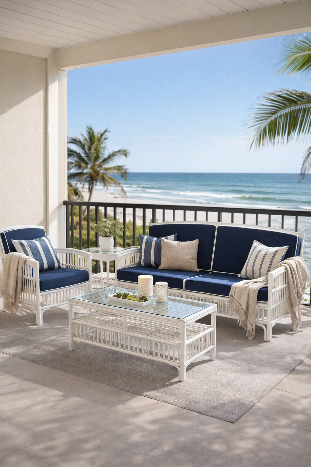 CR Americana 2.5 Seater Rattan Sofa with Cushion