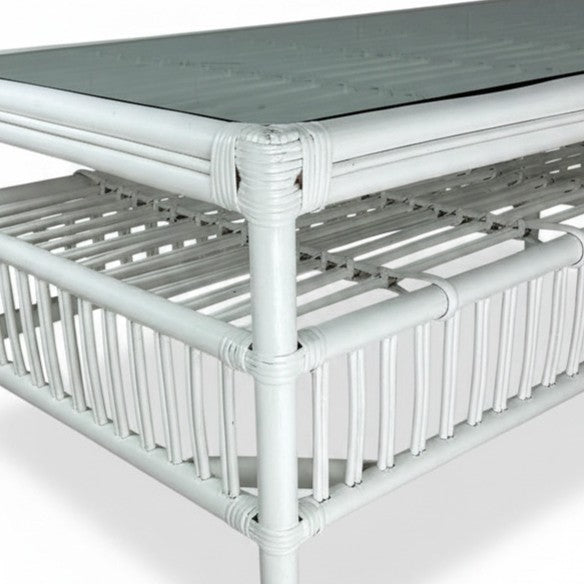CR Americana Rattan with Glass Top Coffee Table