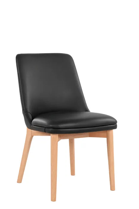 MD Novart Genuine Leaher Upholstered Timber Leg Dining Chair