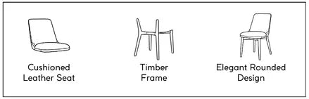 MD Novart Genuine Leaher Upholstered Timber Leg Dining Chair