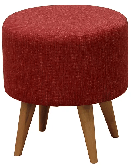 CT Fabric Upholstered Round Ottoman with Timber Legs