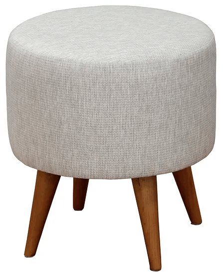CT Fabric Upholstered Round Ottoman with Timber Legs