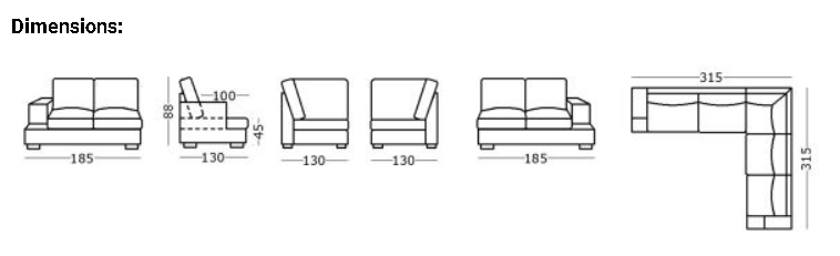 EL Jose 4 Seater Farbic Corner Sofa